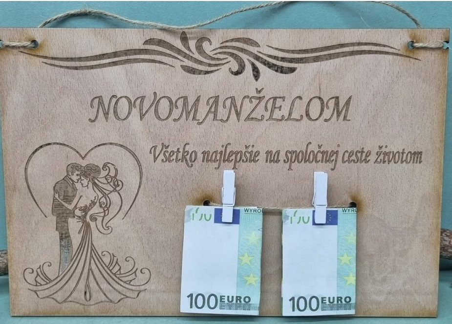 Drevená tabuľka Novomanželom