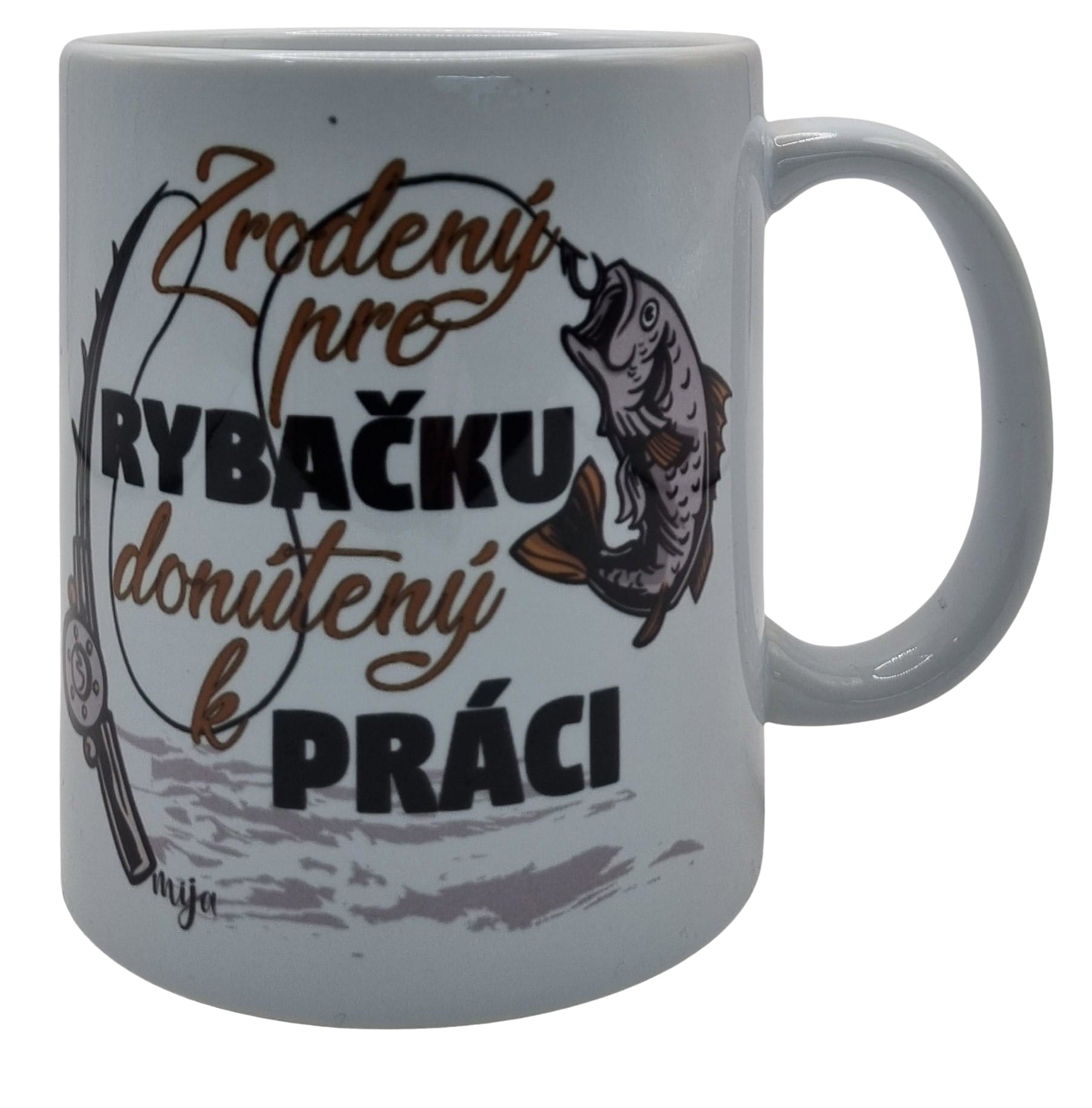 Hrnček keramický s potlačou ZRODENÝ PRE RYBAČKU 330ml