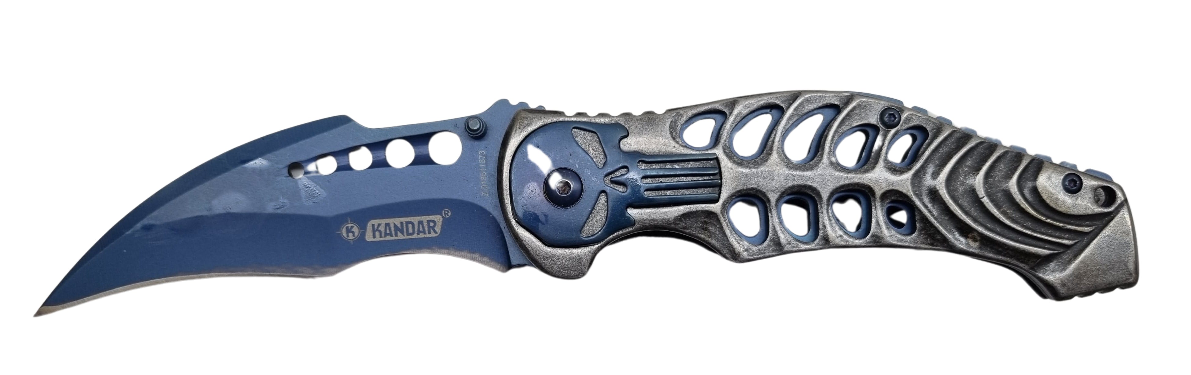 Bojový nôž karambit zatvárací motív spartan +puzdro, klip  21cm/9cm