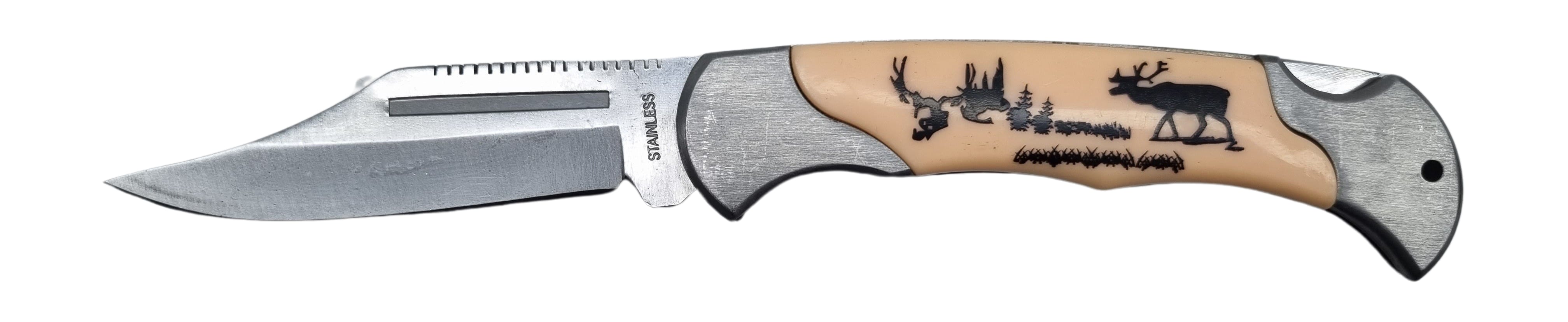 Zatvárací vreckový nôž motív jeleň 18/8cm