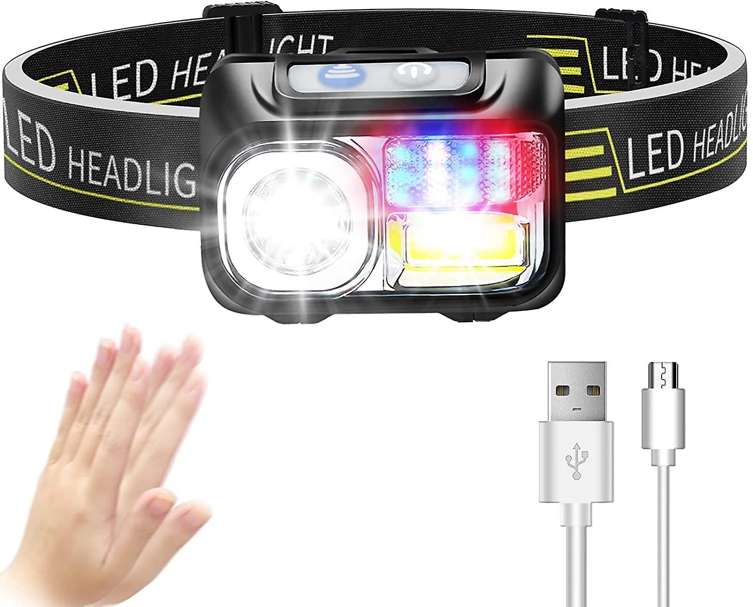 LED čelovka s červeným výstražným svetlom a senzorom