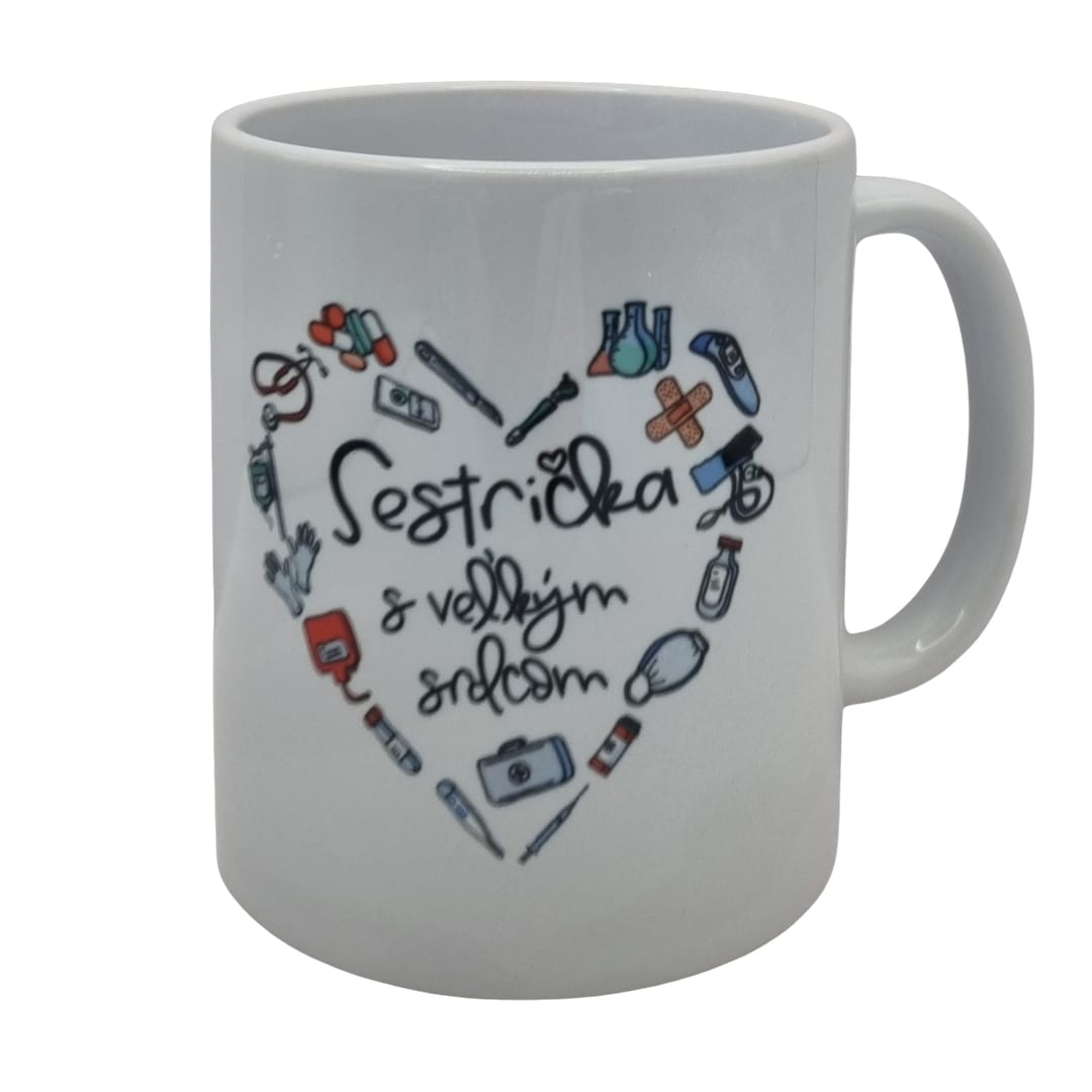 Hrnček keramický s potlačou  SESTRIČKA S VEĽKÝM SRDCOM 330ml