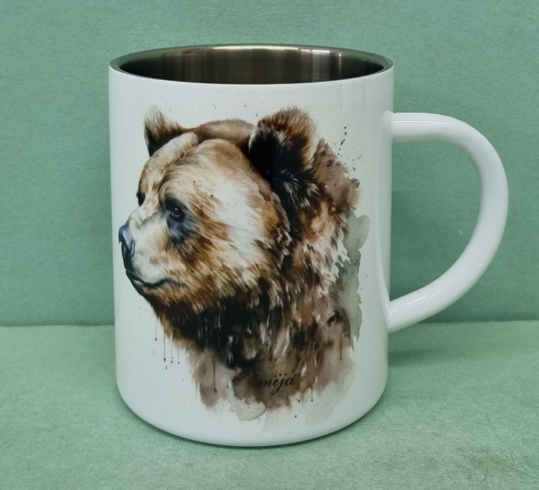 Biely termohrnček s motívom Medveď 300ml