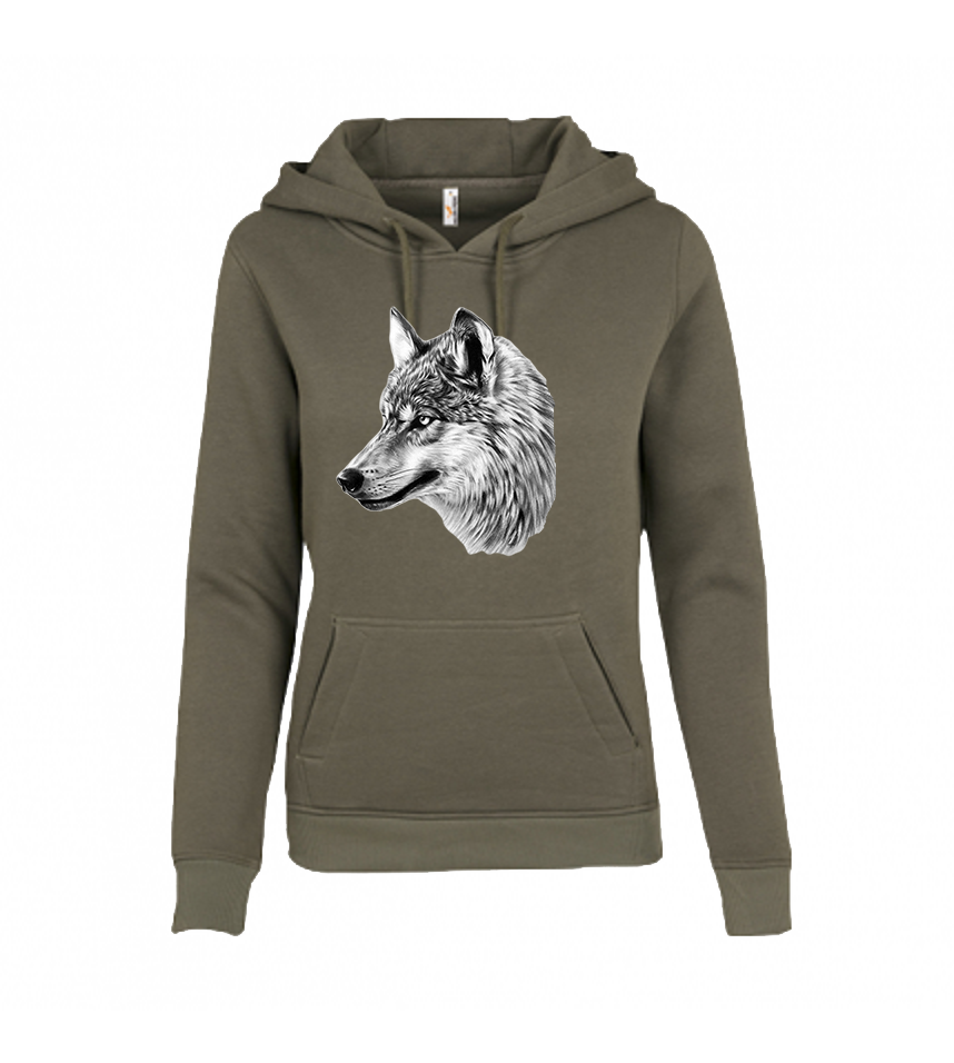 Mikina s kapucňou poľovnícky motív VLK ČV1