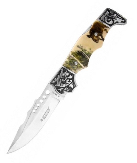 Kandar poľovnícky vreckový nôž motív diviak +púzdro 21cm/9cm