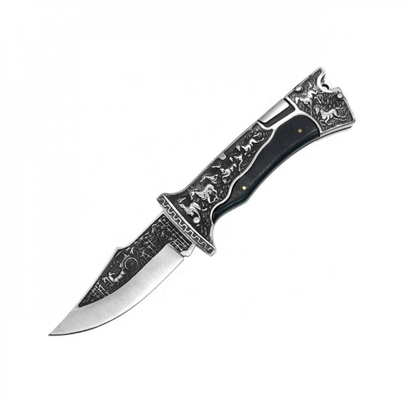 Kandar zatvárací vreckový nôž motív kôň +puzdro, klip 23cm/10cm