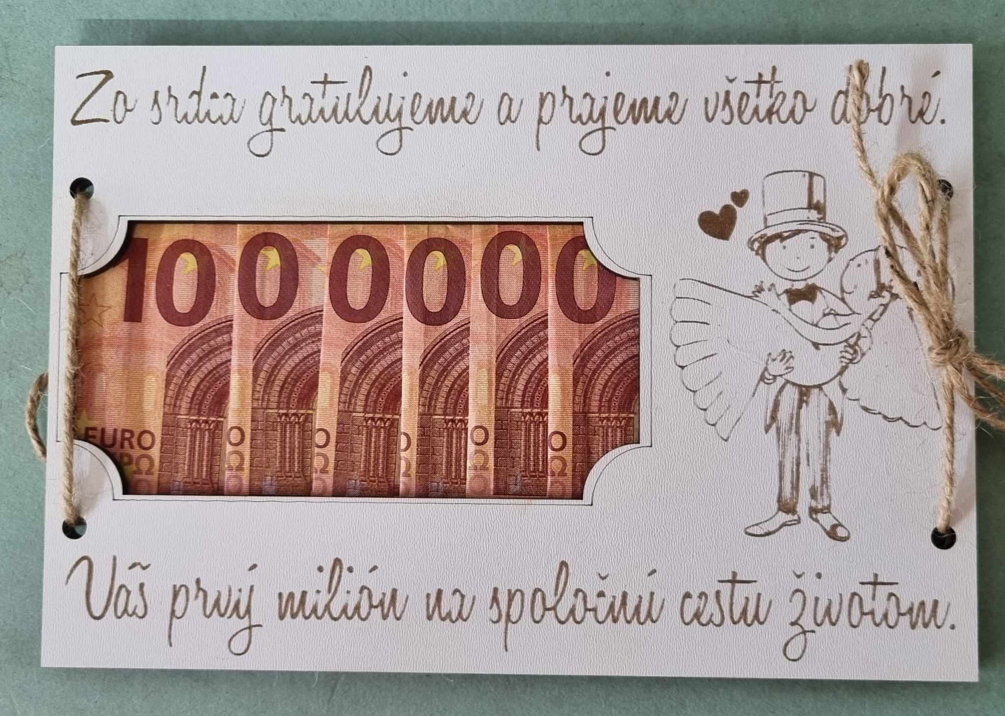 Drevená tabuľka pre novomanželov Váš prvý milión
