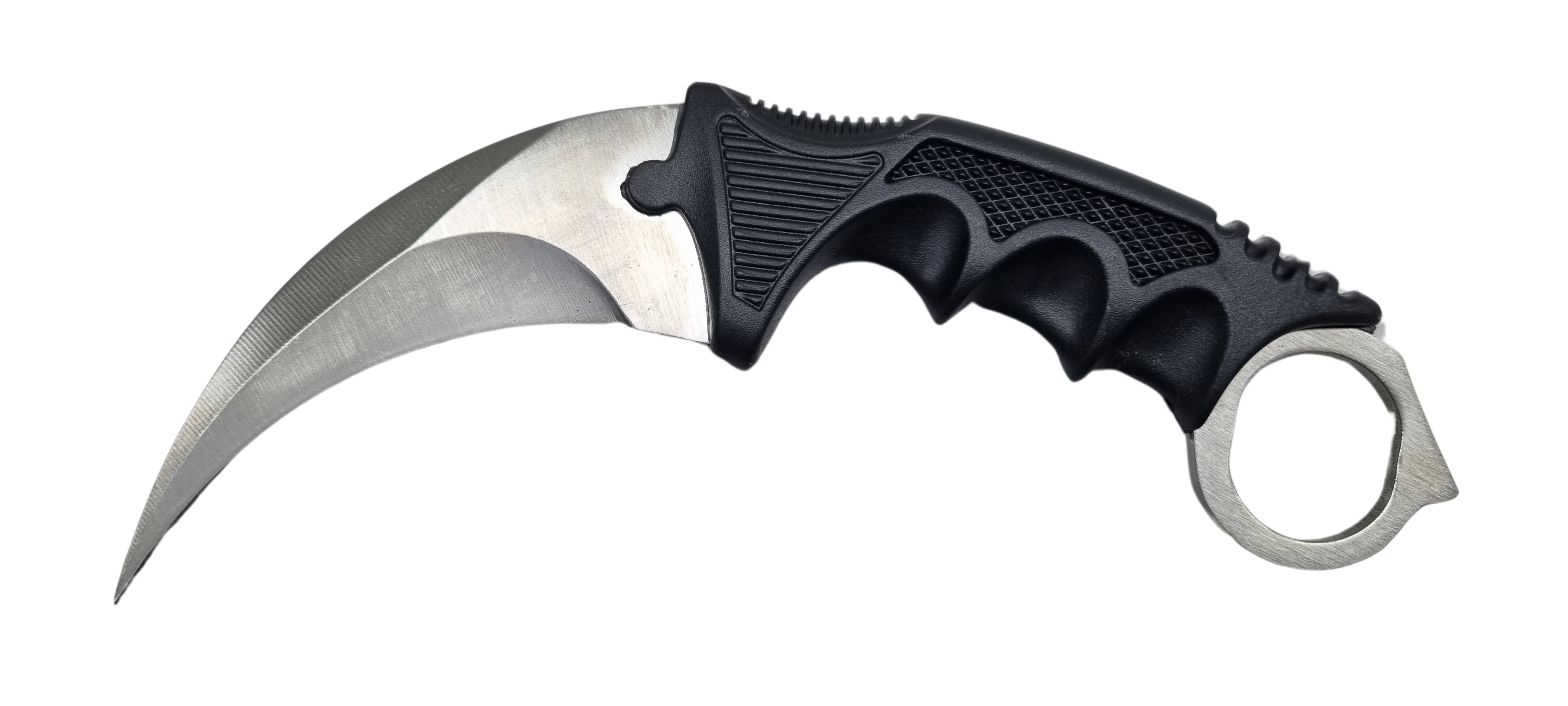 Bojový obranný nôž karambit strieborný +puzdro 19/9cm