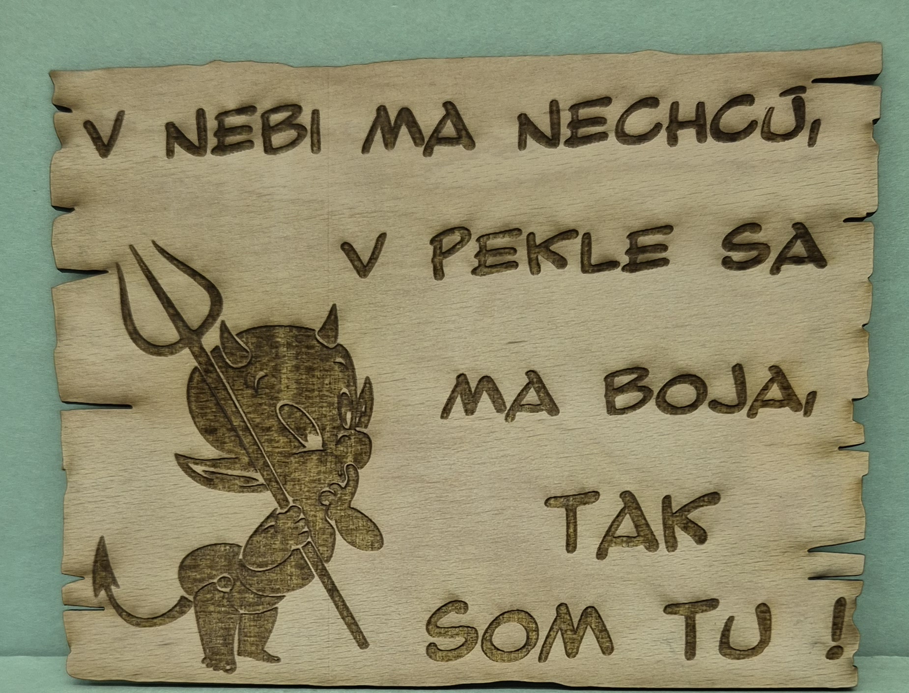 Vtipná drevená tabuľka na dvere