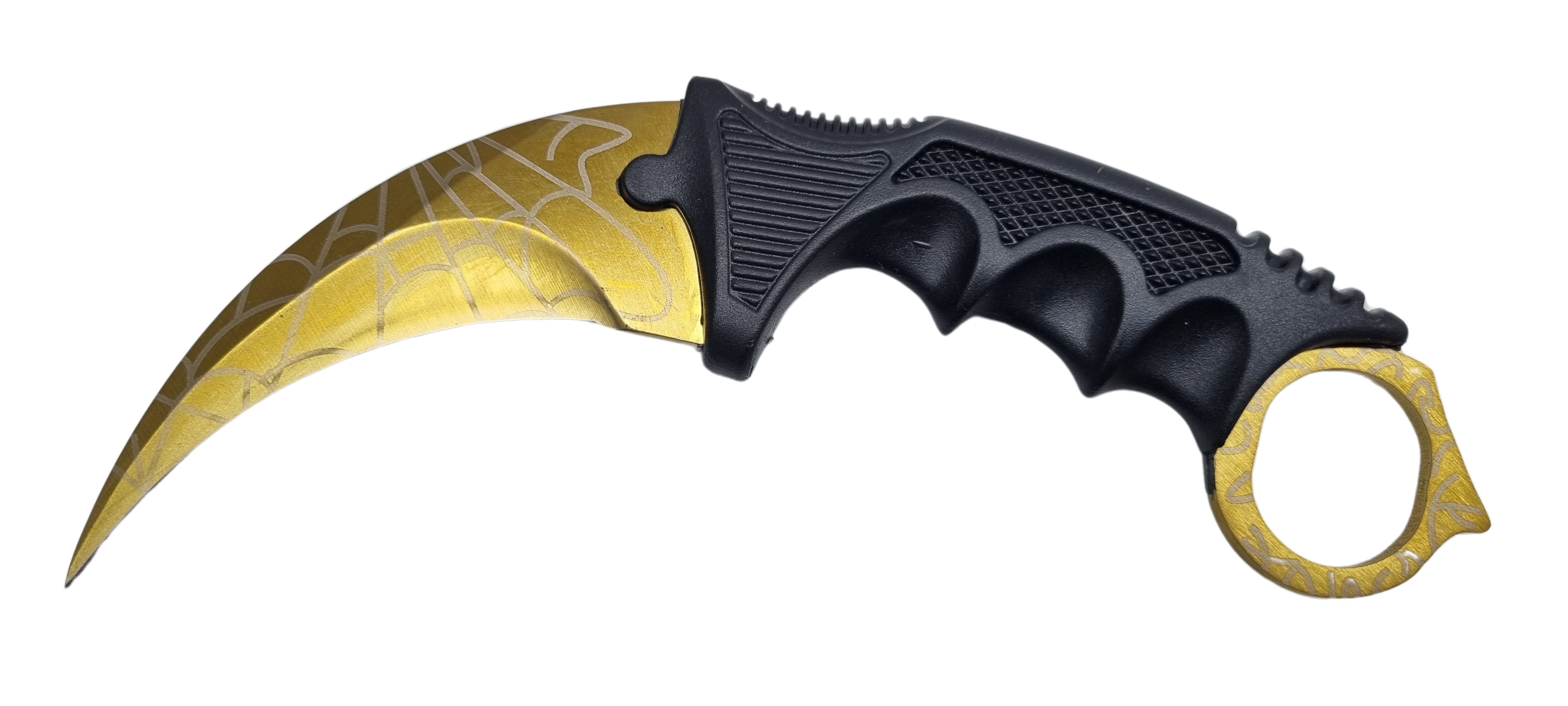 Bojový obranný nôž karambit motív zlatá pavučina +puzdro 19/9cm