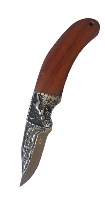 Poľovnícky zatvárací vreckový nôž motív vlk +púzdro 20,5cm/8,5cm