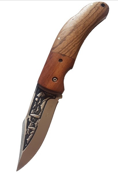 Zatvárací vreckový nôž motív vlk +puzdro 20,5cm/8,5cm