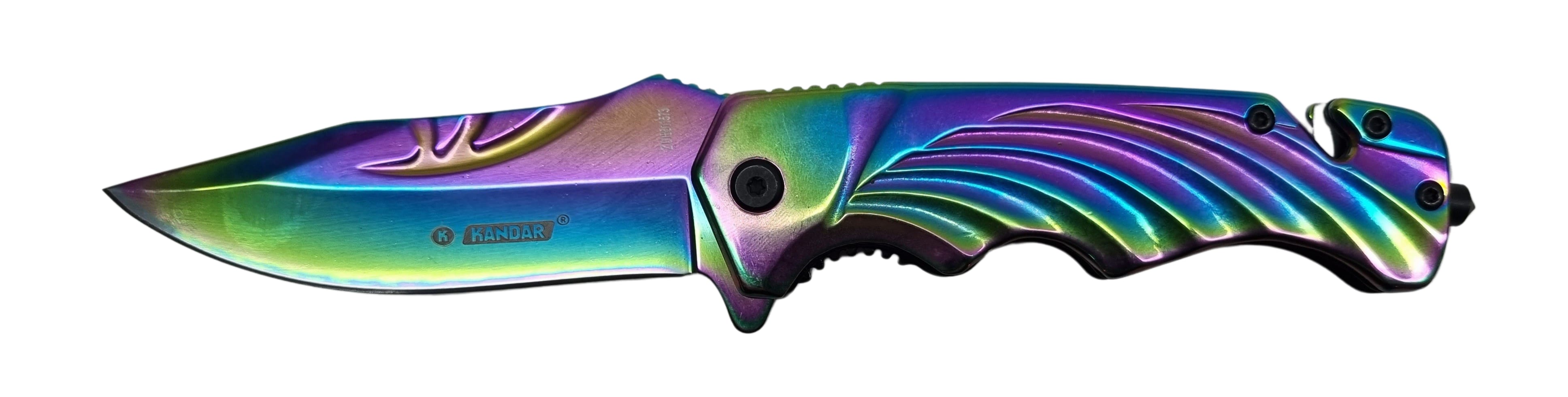 Kandar vreckový zatvárací nôž dúha +klip 21,5cm/9cm