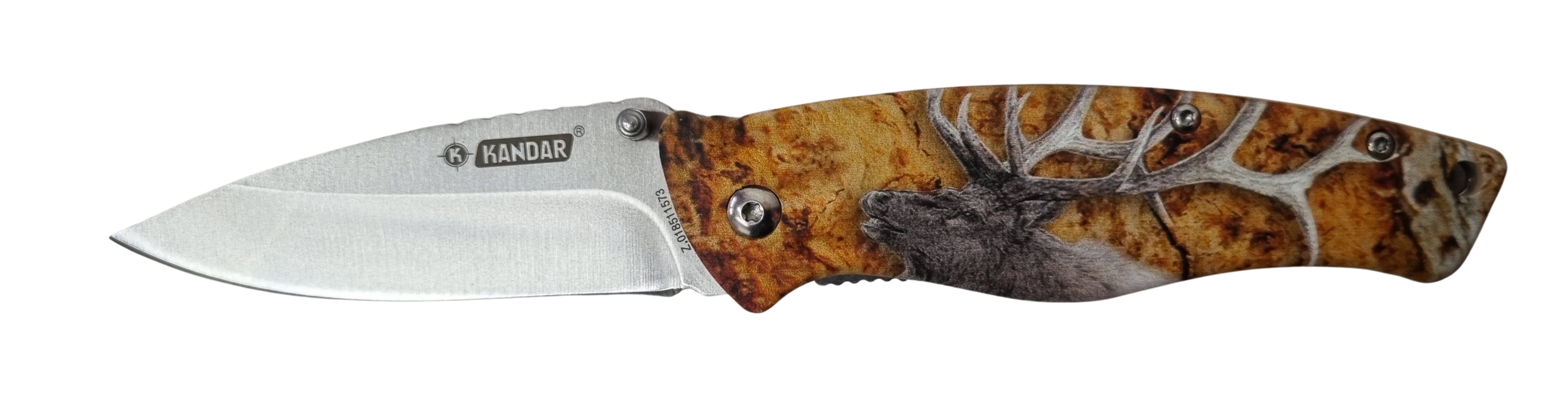 Poľovnícky zatvárací nôž motív jeleň +klip 18cm/8cm