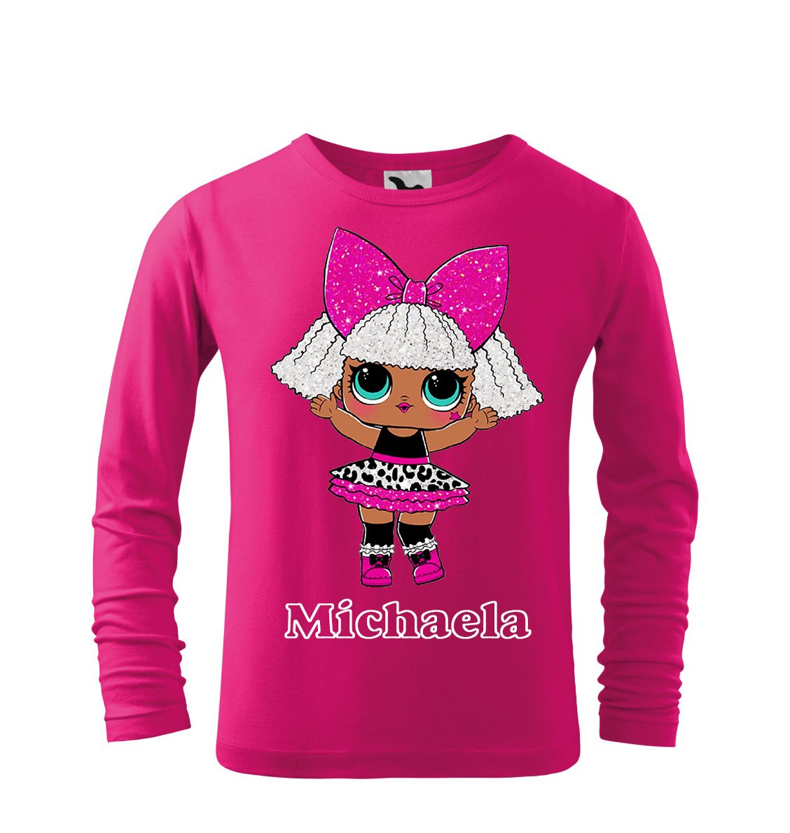Tričko s motívom bábika LOL biele vlasy DR