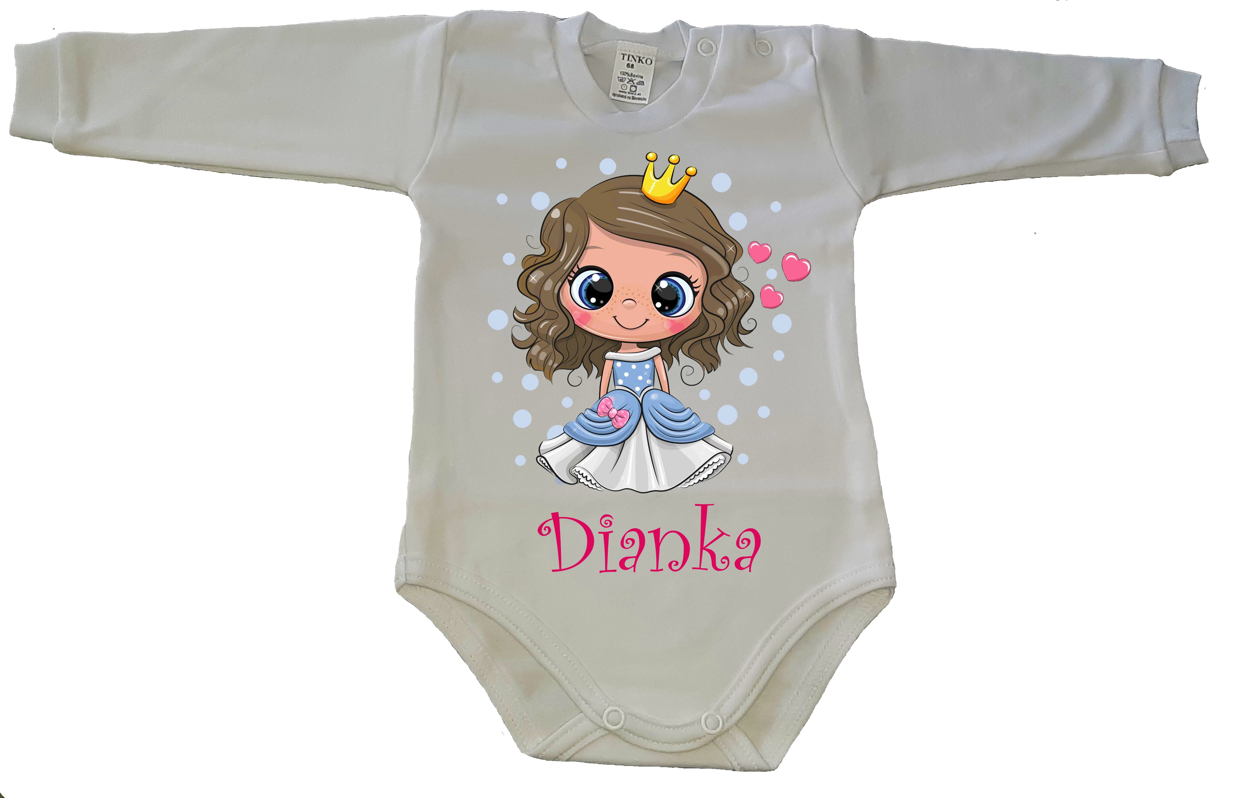 Detské body dlhý rukáv s rozprávkovým motívom princezná