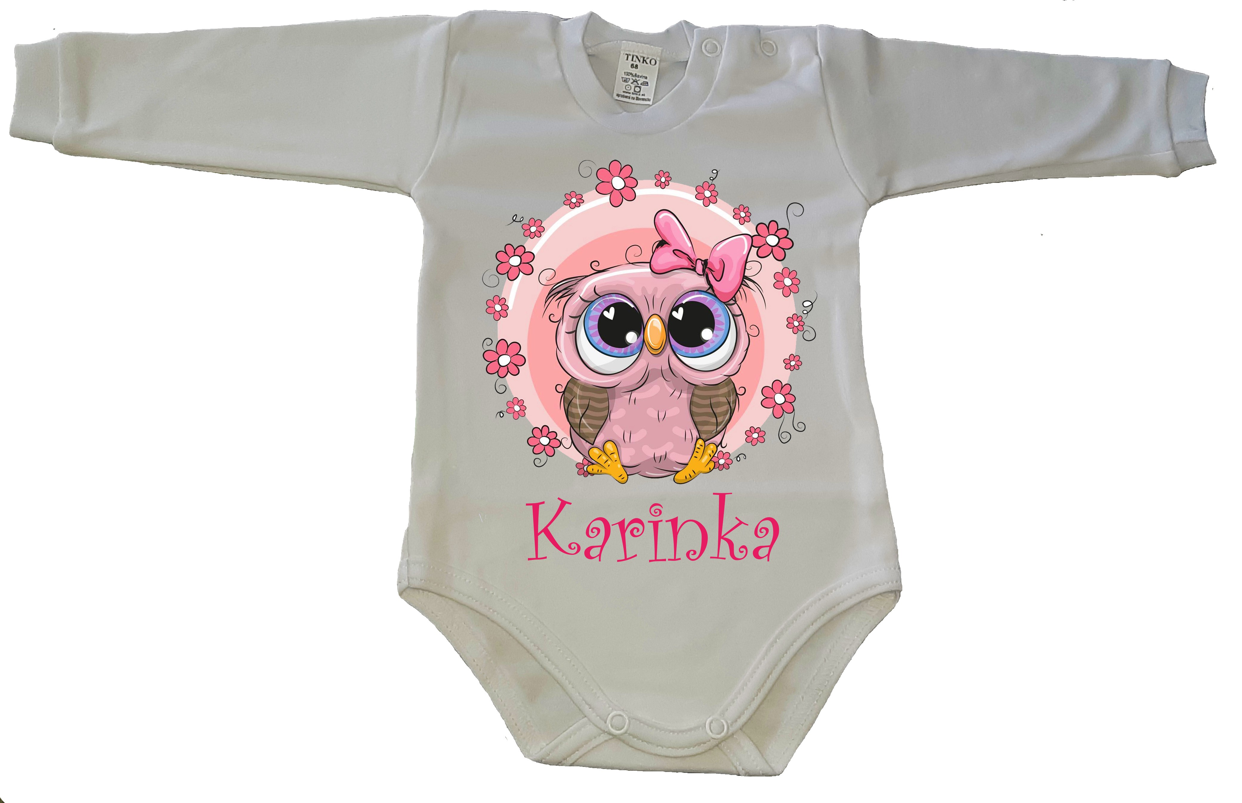 Detské body dlhý rukáv s rozprávkovým motívom sova