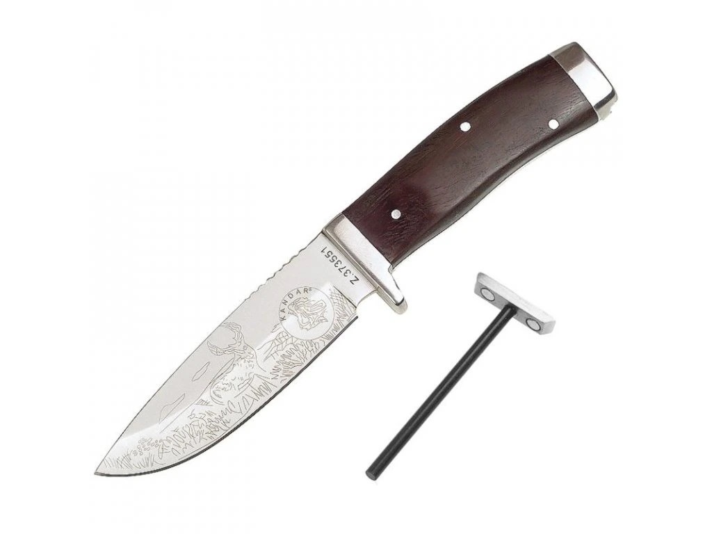 Kandar  poľovnícky nôž s kresadlom 22/11 cm  + púzdro
