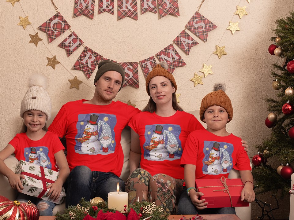 Tričká pre rodinu s vianočným motívom Snehuliak