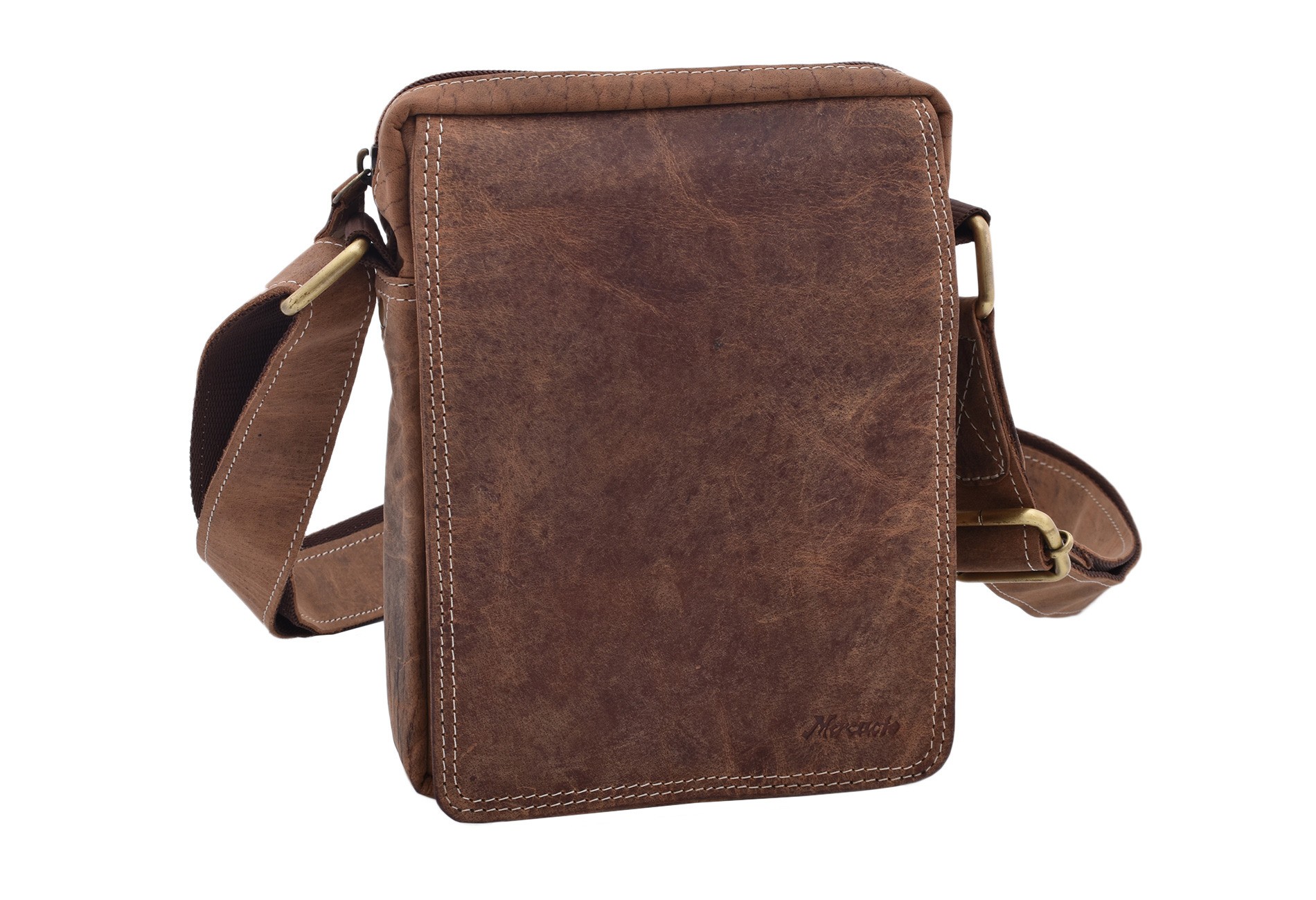 Pánska kožená crossbody tmavohnedý hunter embos 20/16cm