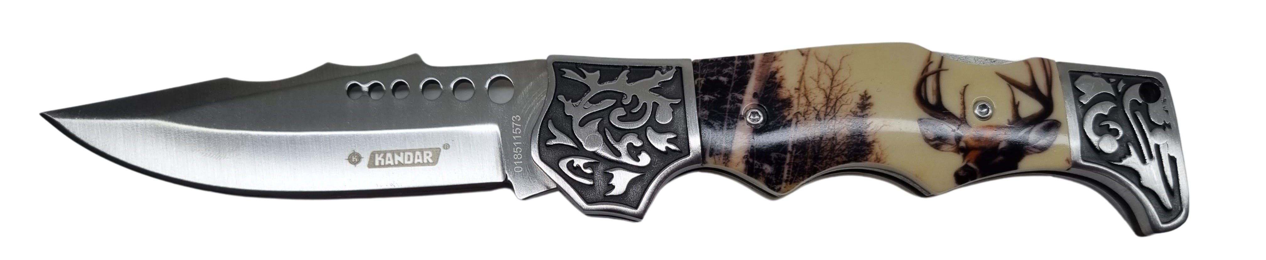 Kandar poľovnícky vreckový nôž motív jeleň +púzdro 21cm/9cm