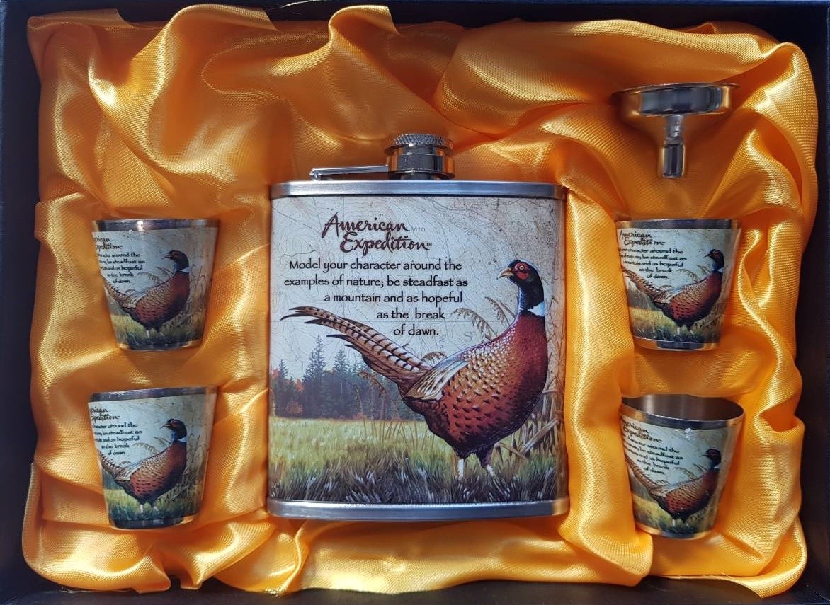Ploskačka SADA Bažant 180ml  4 poháriky a lievik