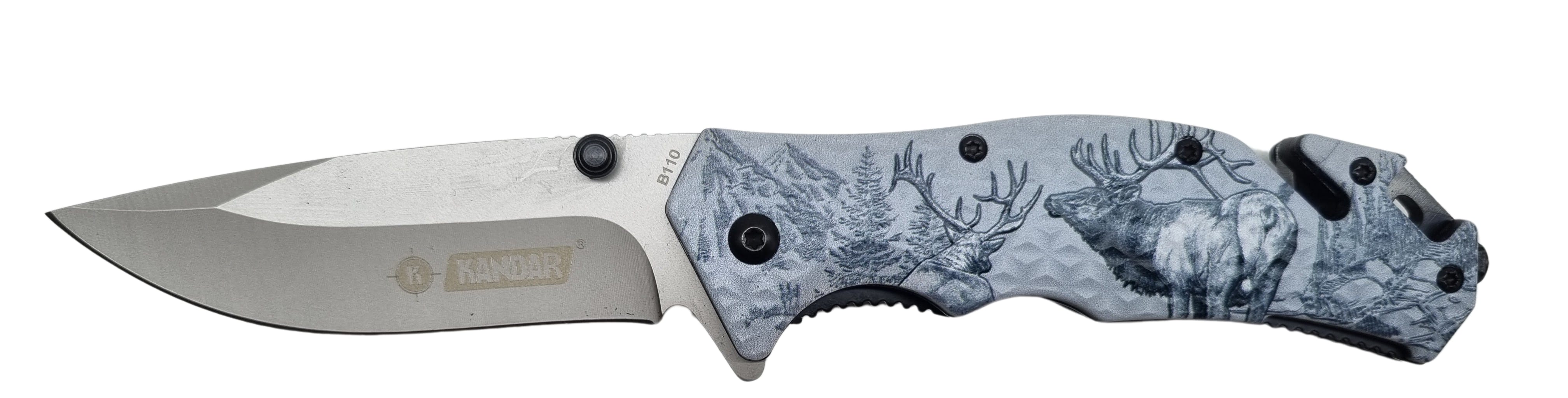 Kandar poľovnícky vreckový nôž motív jeleň +klip 21cm/8,5cm