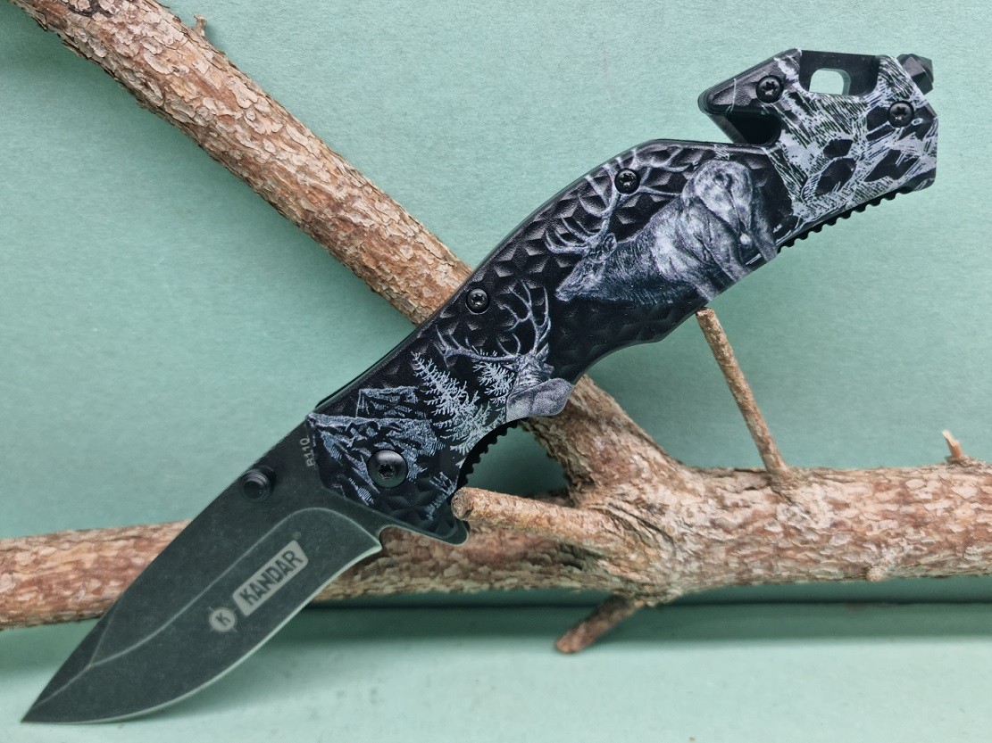 Kandar poľovnícky vreckový nôž motív jeleň +klip 21cm/8,5cm