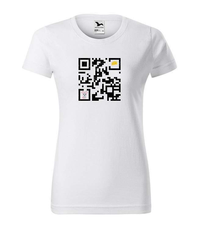 Tričko s vtipným motívom QR kód myš vyšúchané