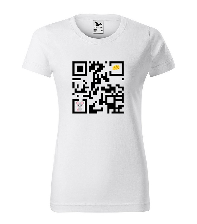 Tričko s vtipným motívom QR kód myš nevyšúchané