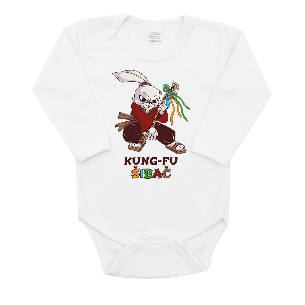 Detské body s dlhým rukávom motív Kung fu šibač