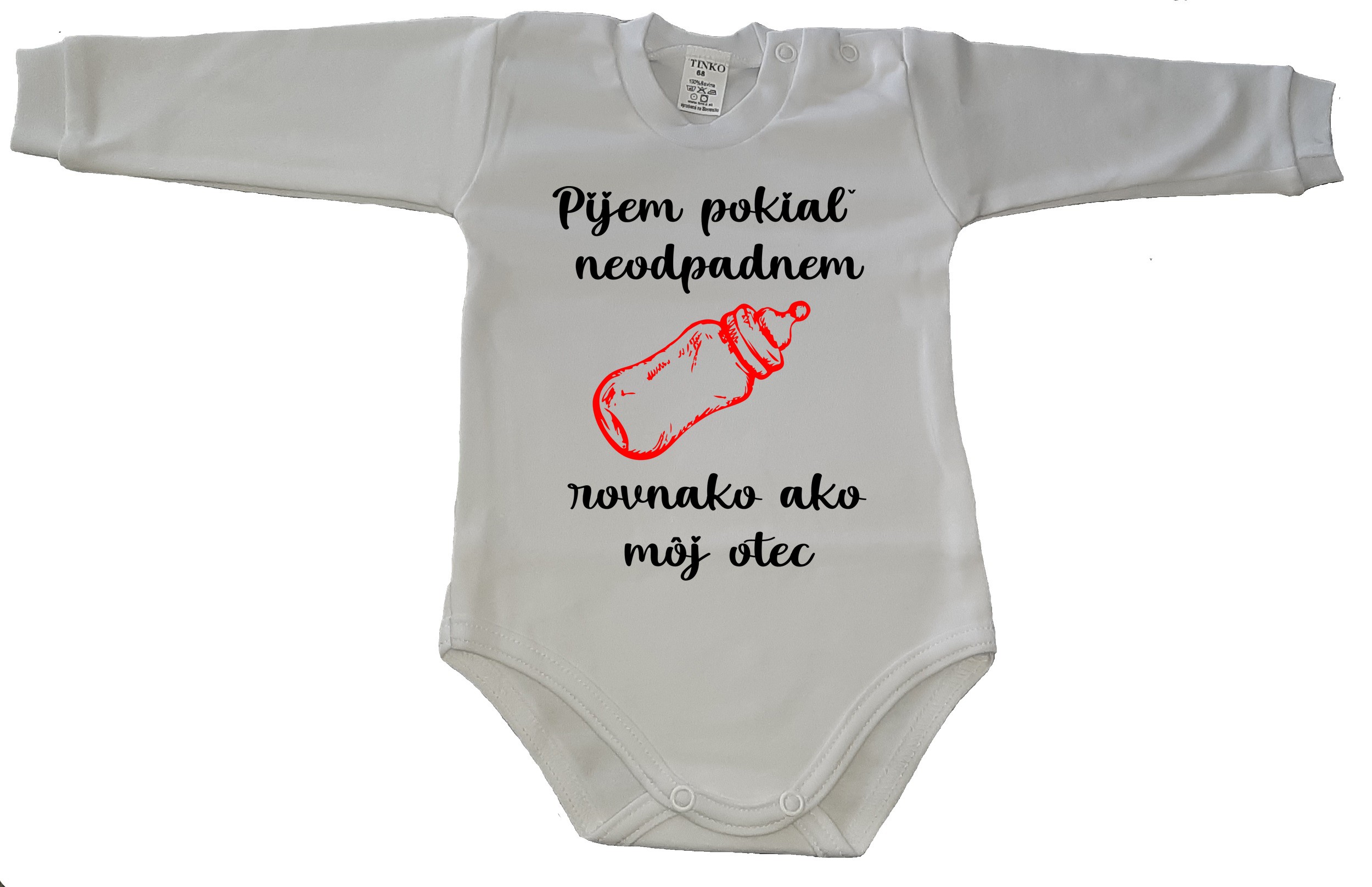 Detské body s dlhým rukávom s motívom Pijem pokiaľ neodpadnem...