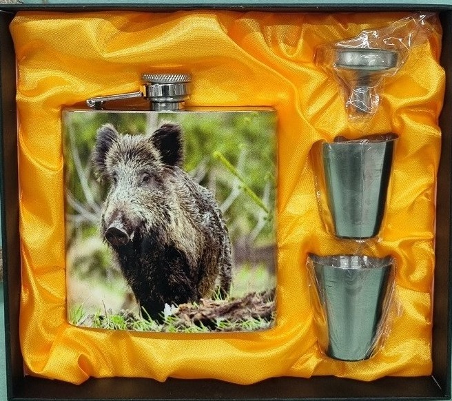 Ploskačka SADA Diviak 180ml 2 poháriky a lievik
