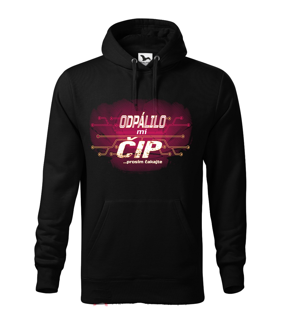 Mikina s kapucňou s vtipným motívom Odpálilo mi čip