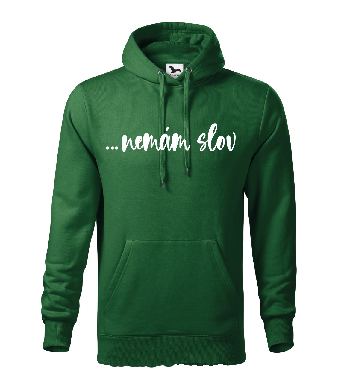 Mikina s kapucňou s vtipným motívom Nemám slov biely