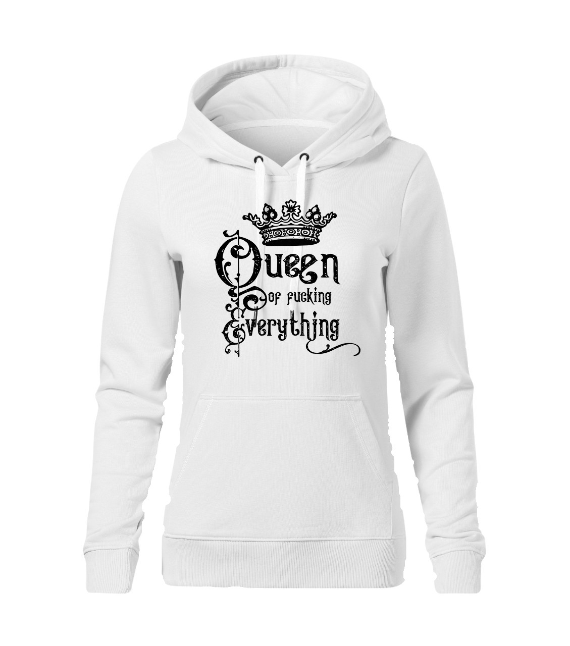 Mikina s kapucňou s motívom QUEEN of fucking verything