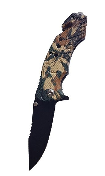 Zatvárací vreckový nôž motív listy +klip 22cm/9,5cm