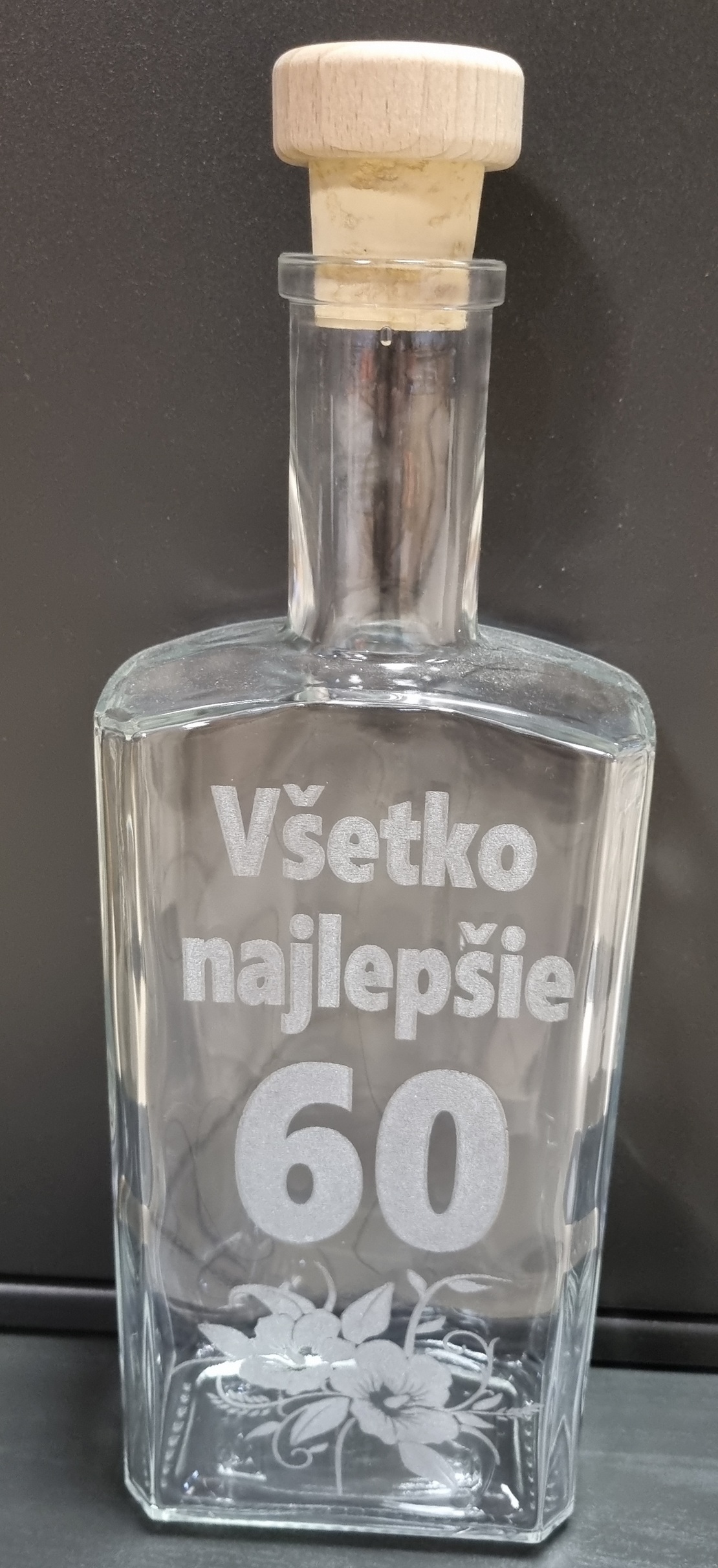 Darčeková fľaša s motívom Všetko najlepšie "60"1000 ml