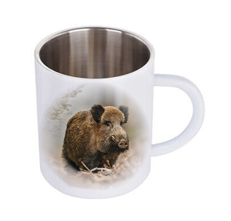 Biely termohrnček s potlačou Diviak FD1 300ml