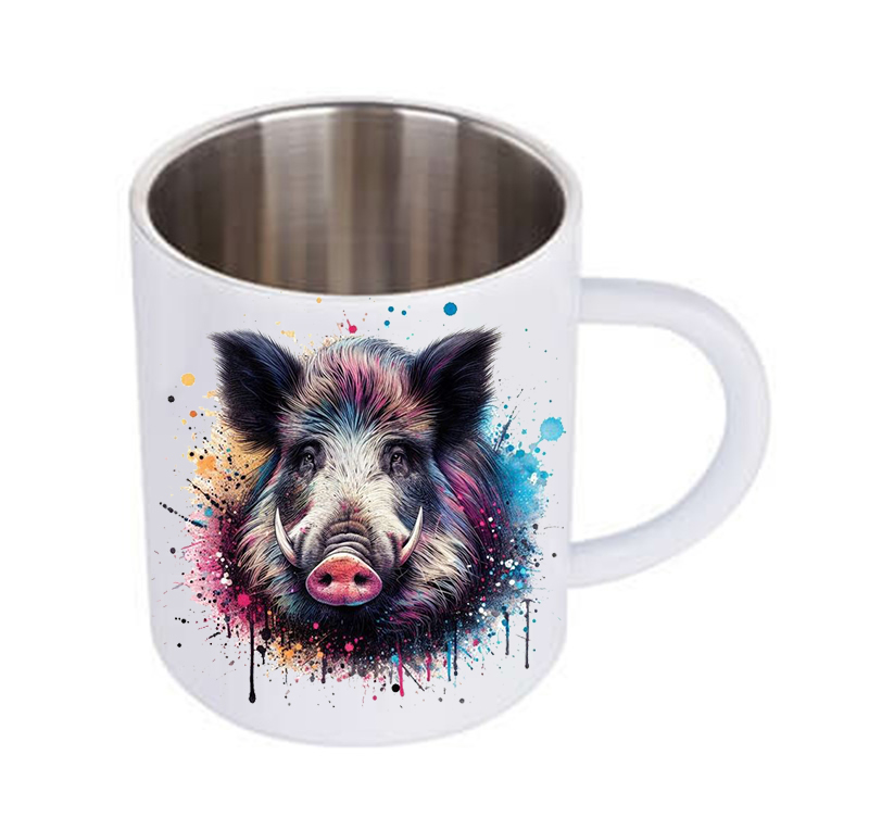 Biely termohrnček s potlačou Diviak FD2 300ml