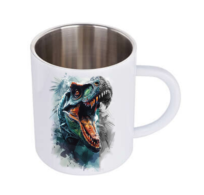 Biely termohrnček s potlačou T-REX 300ml