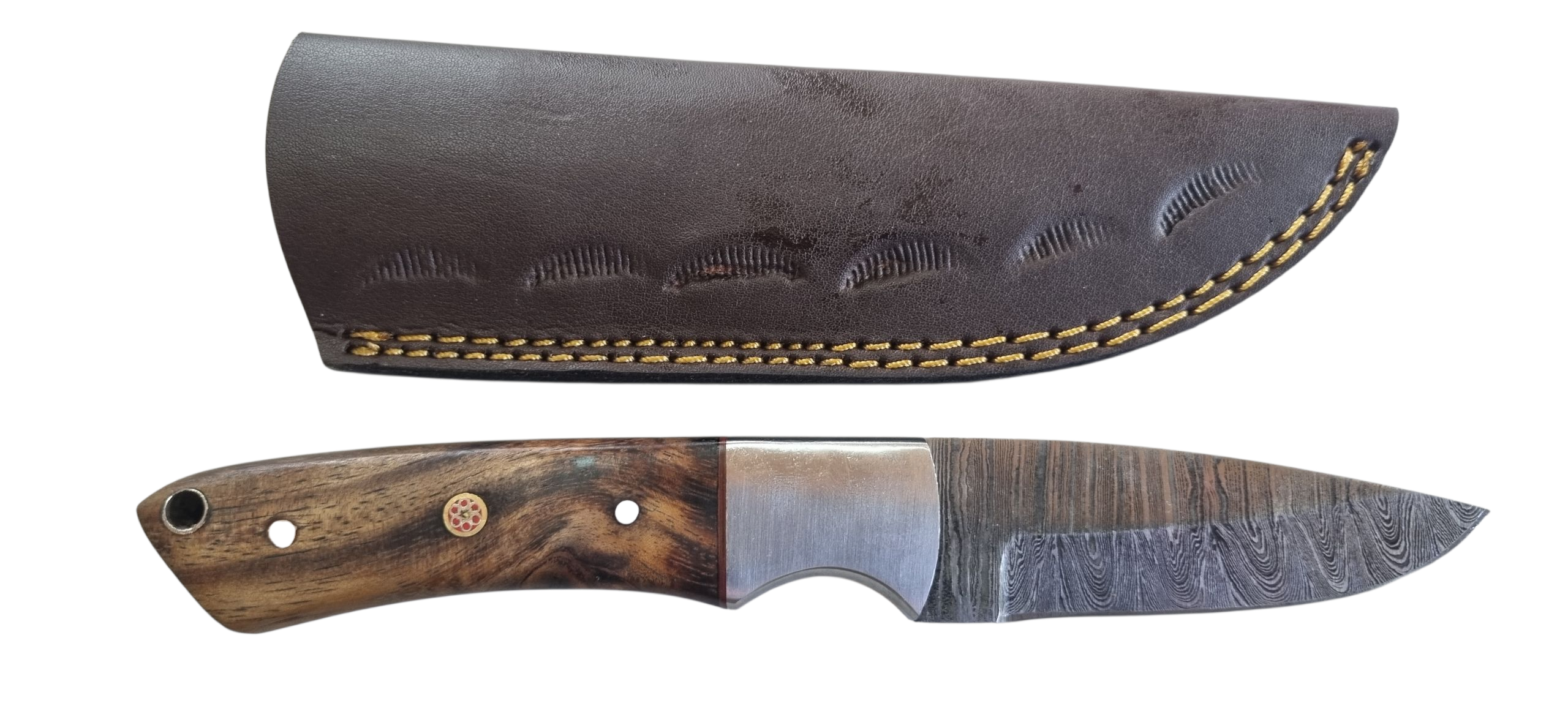 Poľovnícky nôž s damaskovou čepeľou 21/9cm + púzdro