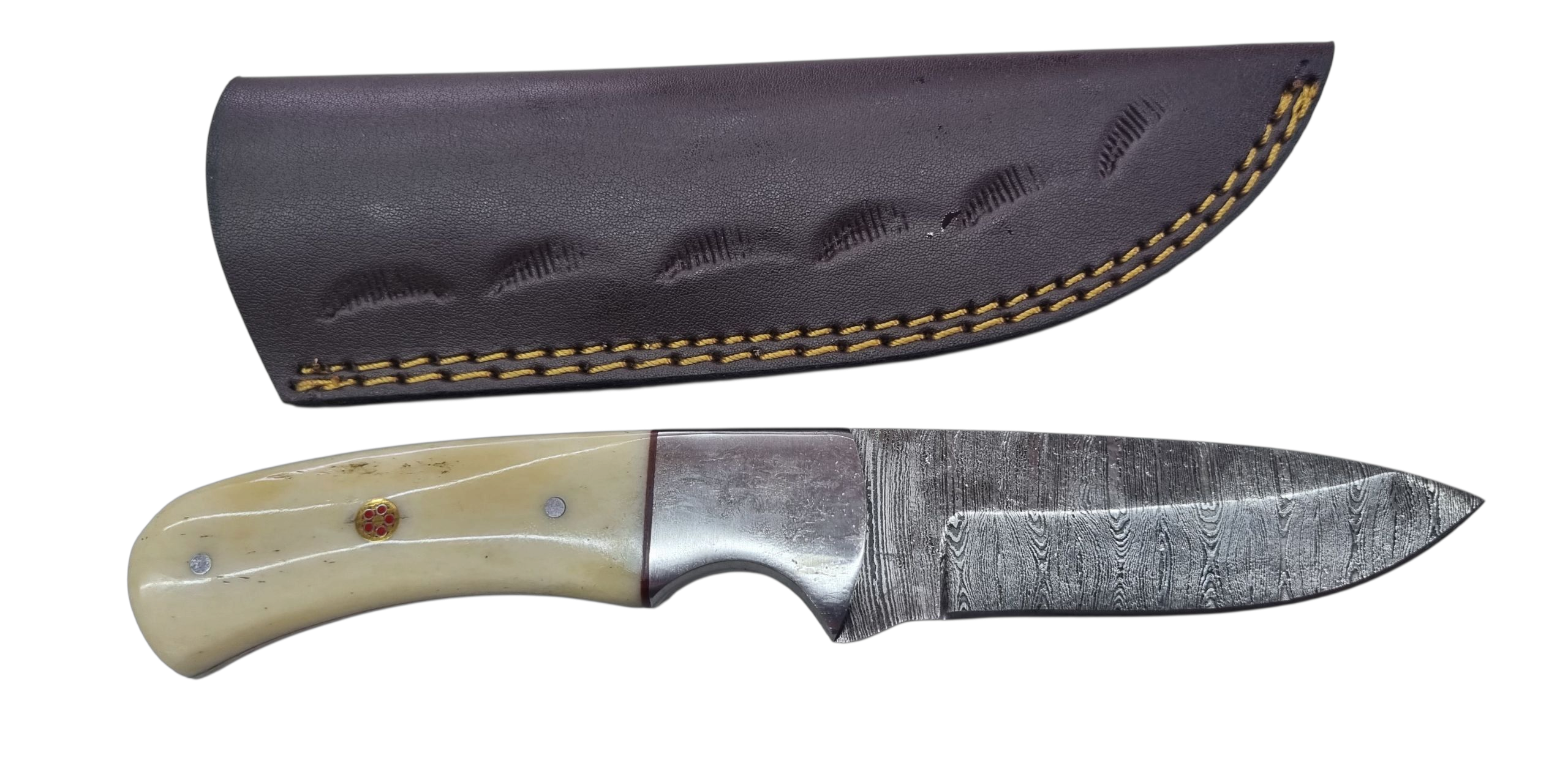 Poľovnícky nôž s damaskovou čepeľou 21/9cm + púzdro